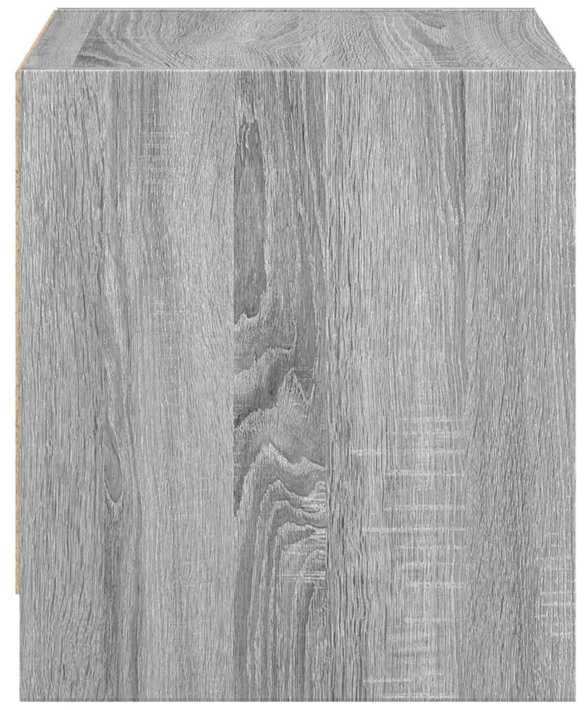 Mesa de cabeceira c/ porta de vidro 35x37x42 cm cinzento sonoma