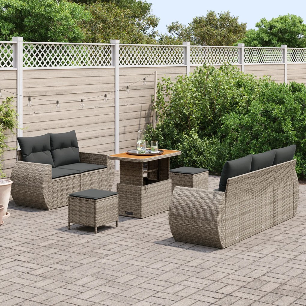 Conjunto de Sofás para Jardim vidaXL de 8 Peças com Almofadas Cinza Ra