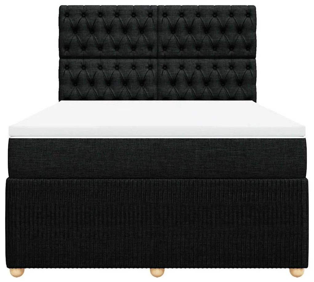 Cama com molas/colchão 140x200 cm tecido preto