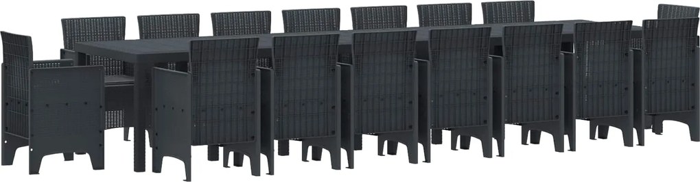 vidaXL Conjunto de Jantar para Jardim com Almofadas 17 pcs Antracite