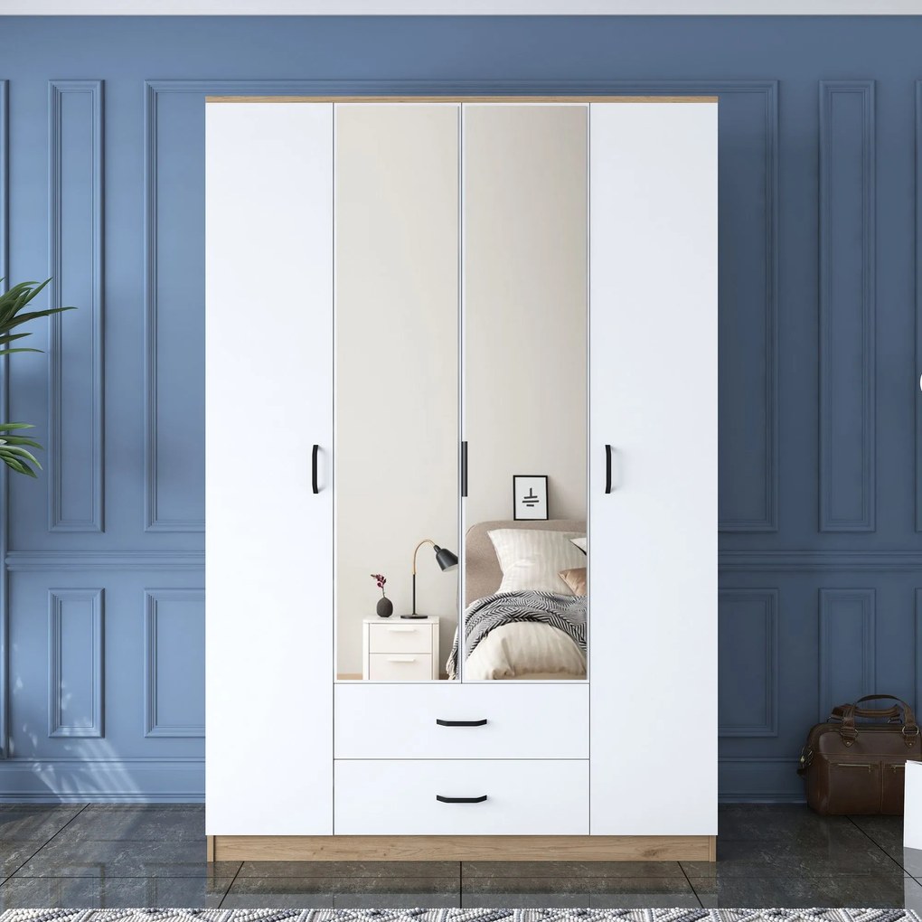 Guarda-Roupa BA131 – Nogueira e Branco – 210x210x51,5 cm