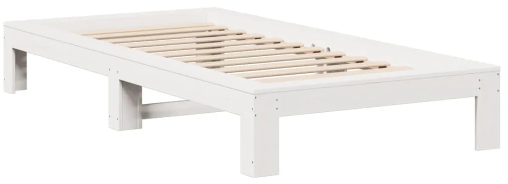 Cama sem colchão 90x200 cm madeira de pinho maciça branco
