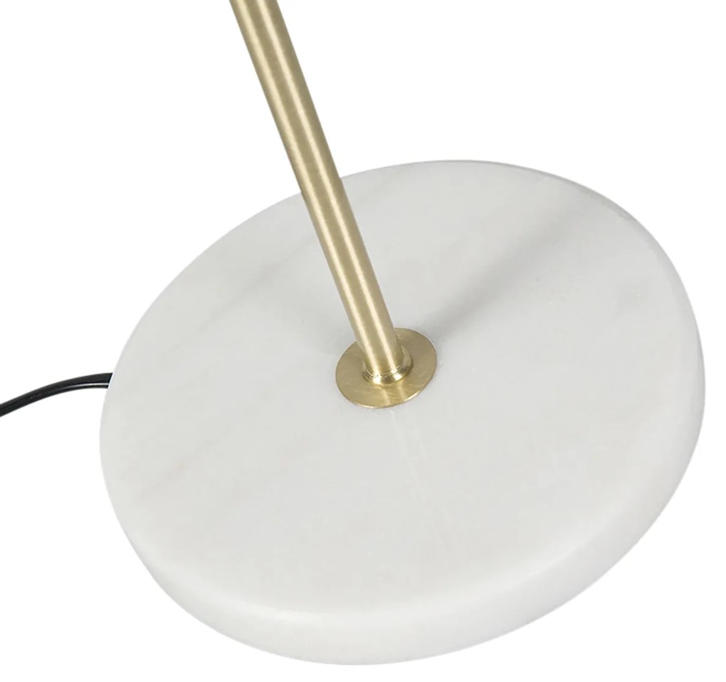 Candeeiro de Mesa em Latão com Abajur de Veludo, Design Folha e Interior Dourado - Kaso