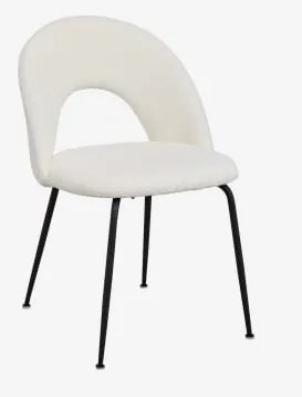 Cadeira De Jantar Estofada Glorys Negro & Chenille Branco & Tecido Pele De Borrego - Sklum