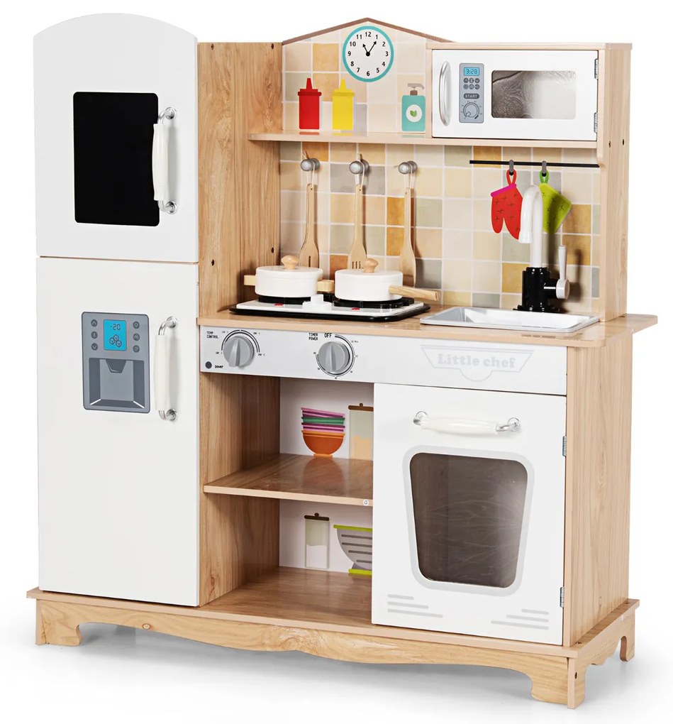 Brinquedo de cozinha para crianças conjunto cozinha falsa com luzes e sons realistas fogão forno microondas acessórios utensílio torneira