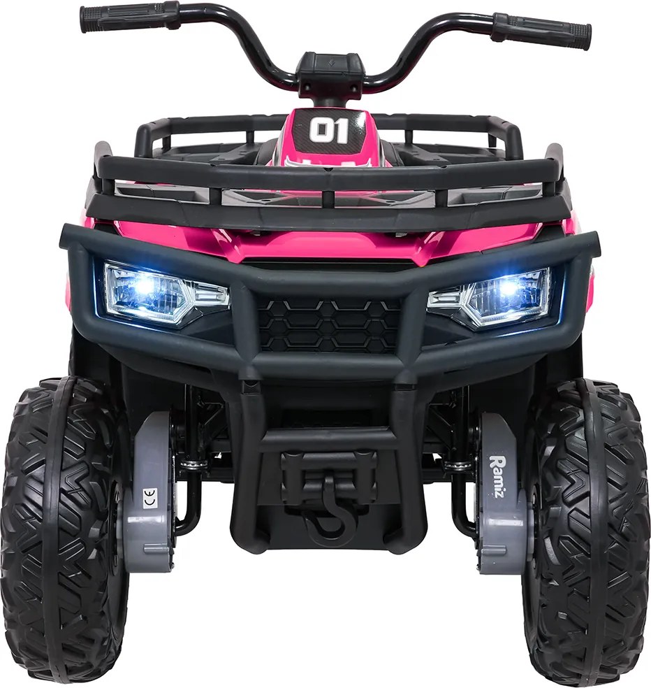 Moto 4 eletrica Crianças ATV WOLF 24V 4x4, 4 motores 200W, Rodas de espuma EVA, Assento Couro ecológico Rosa