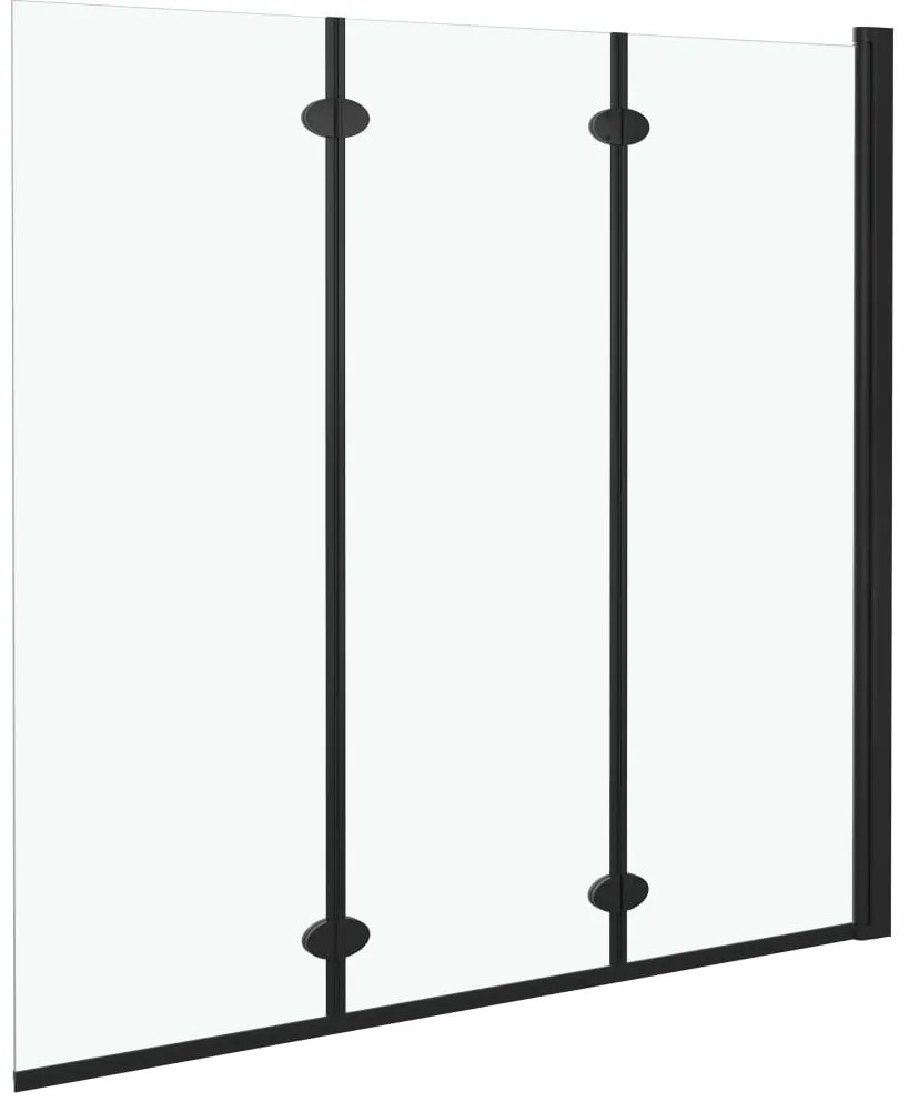 Divisória de chuveiro dobrável 3 painéis ESG 130x138 cm preto