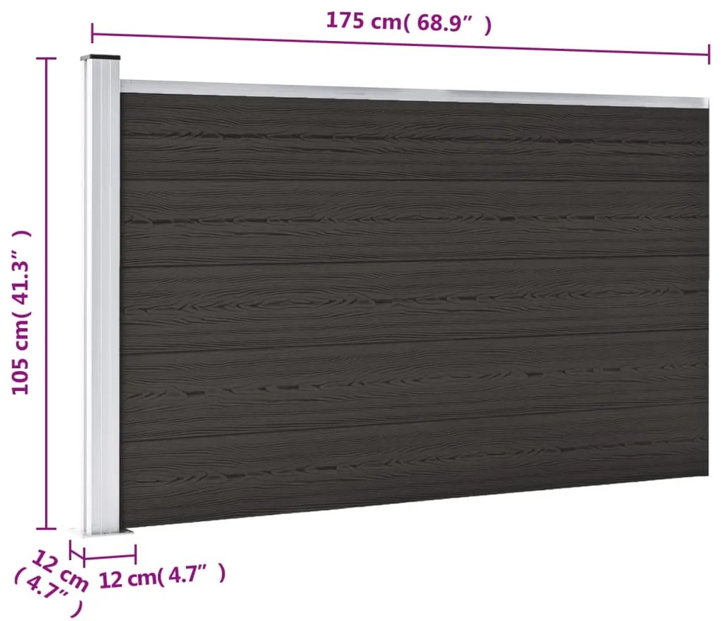 Painel de vedação WPC 175x105 cm preto