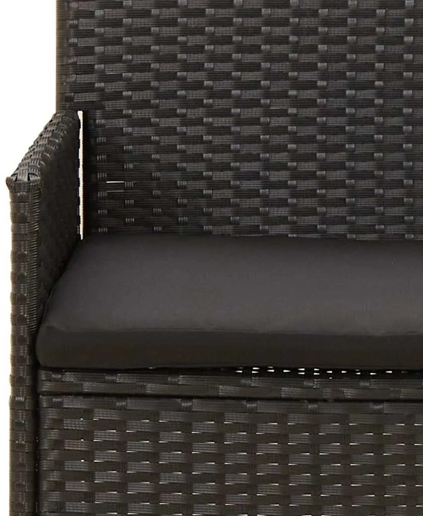 4 pcs conjunto lounge de jardim c/ almofadões vime PE preto