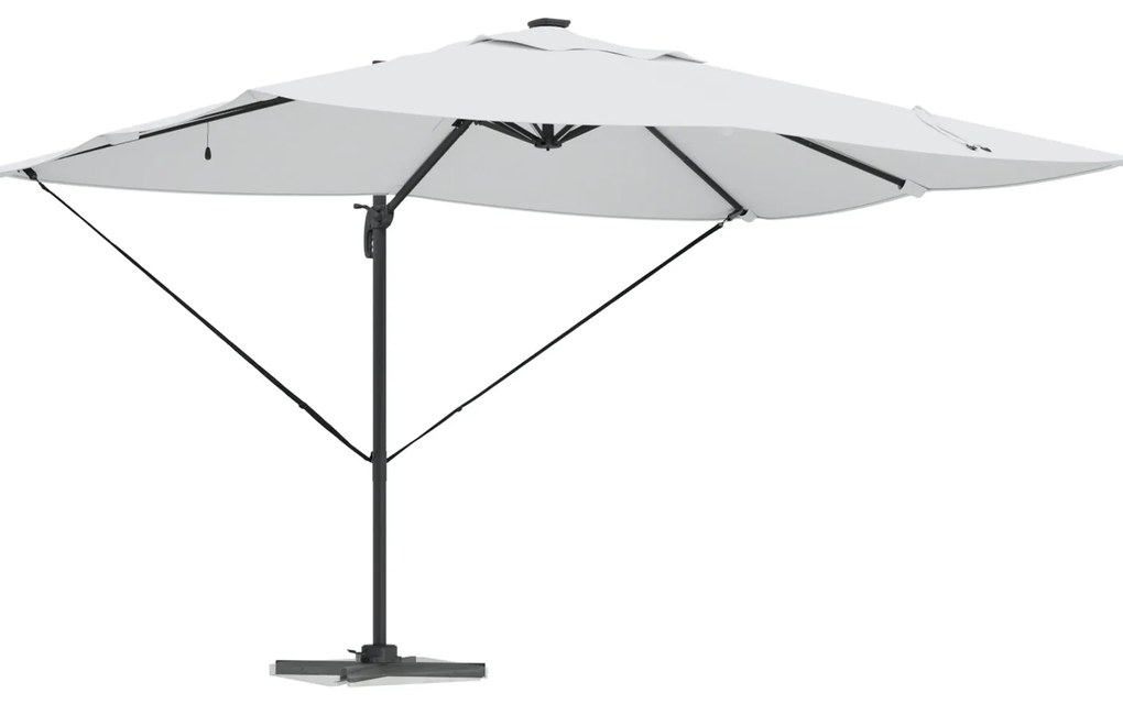Guarda-Sol Roma de Braço Articulado com LEDs Bege 352x251x265 cm Alumí