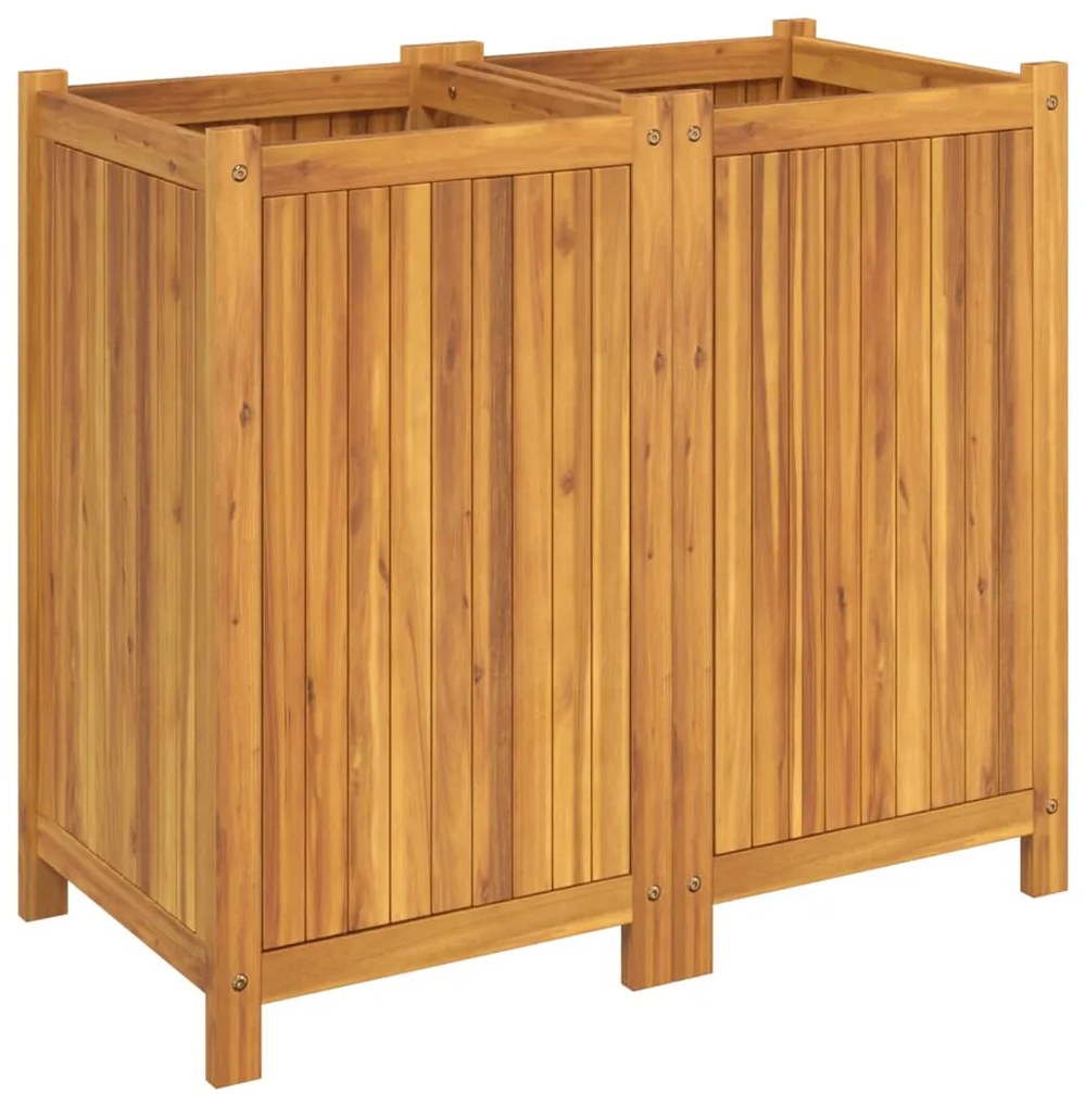 Vaso/floreira de jardim com forro 84x42x75 cm acácia maciça