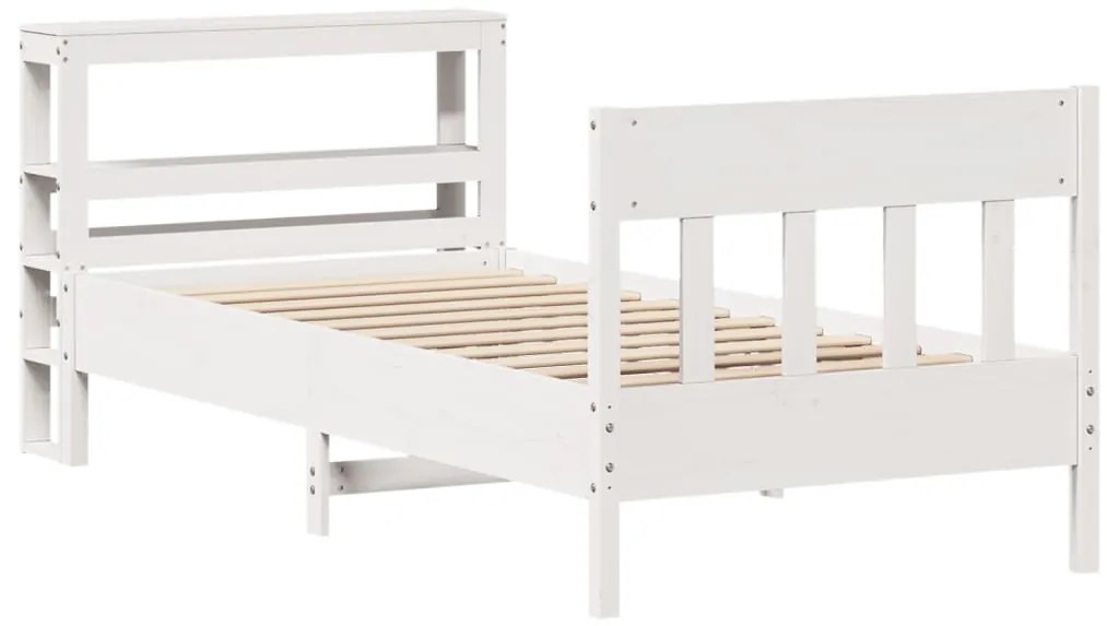 Cama sem colchão 75x190 cm madeira de pinho maciça branco