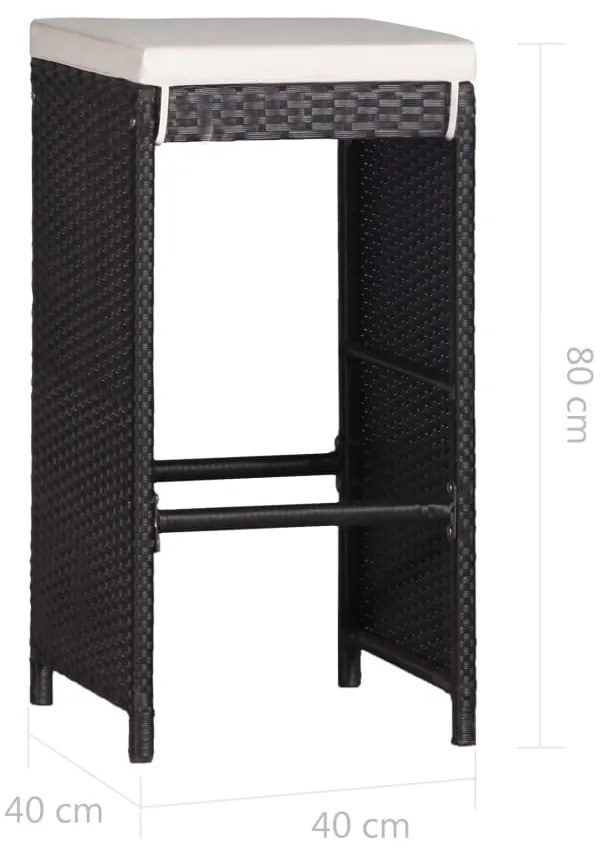 Conjunto de jantar para exterior 9 pcs vime PE preto