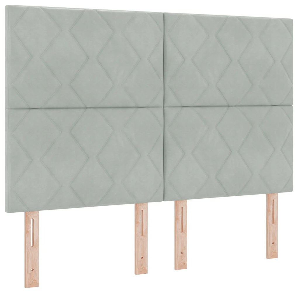 Cabeceira Design de Blocos de Diamante Cinzento Claro 140 cm Veludo