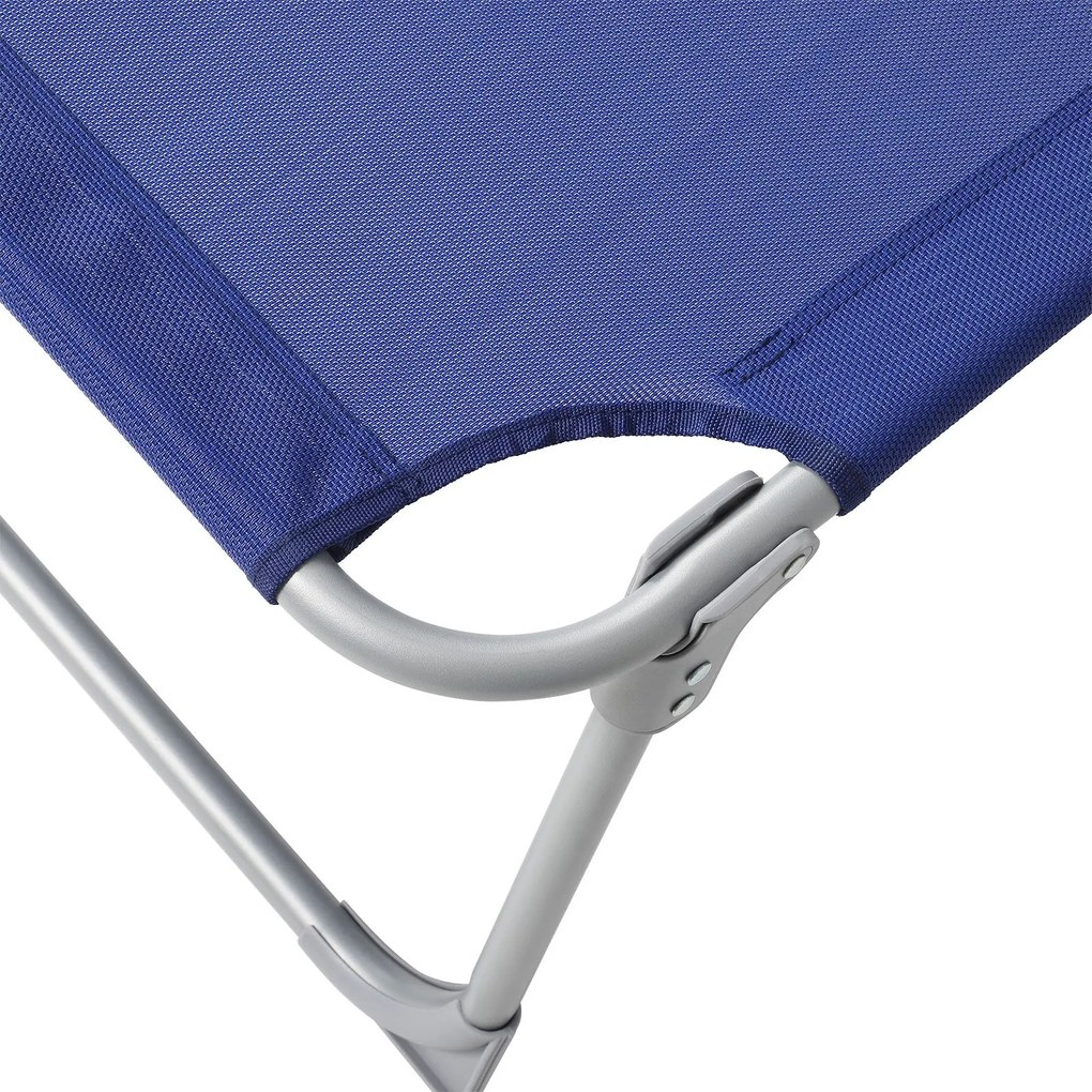 Espreguiçadeira de jardim 71 x 200 x 38 cm com cobertura para sol Azul escuro