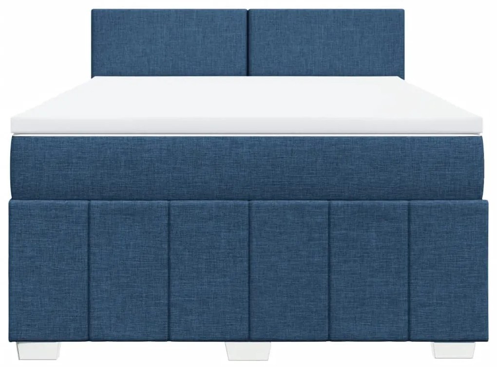 Cama com molas/colchão 160x200 cm tecido azul