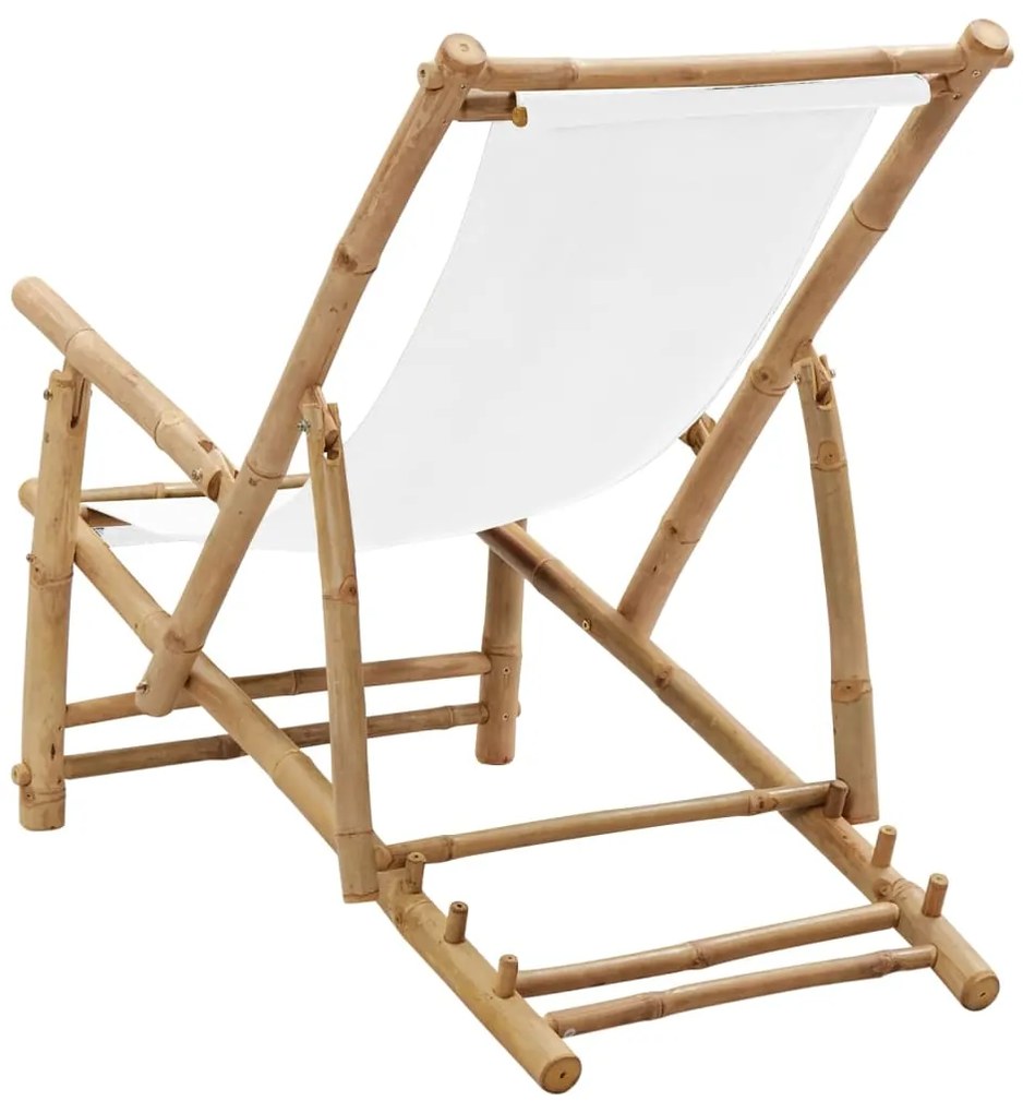 Cadeira de terraço em bambu e lona branco nata