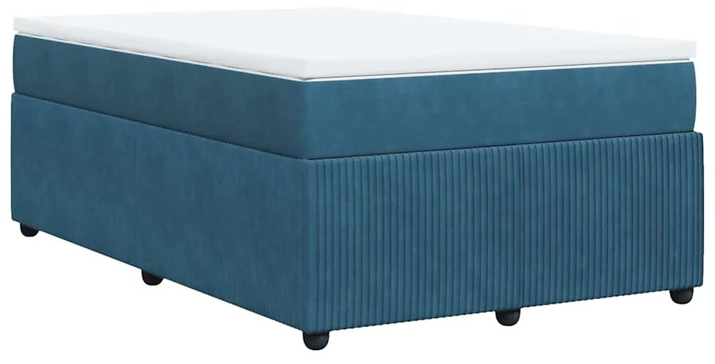 Cama boxspring com colchão 120x200 cm veludo azul-escuro