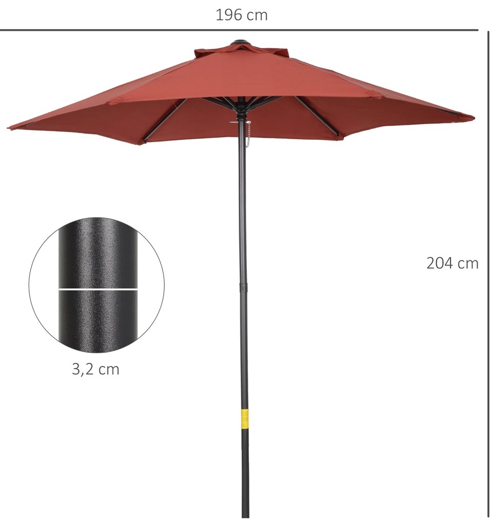 Chapéu de Sol de Jardim Ø2x2 m Chapéu de Sol com Mastro de Alumínio Ma