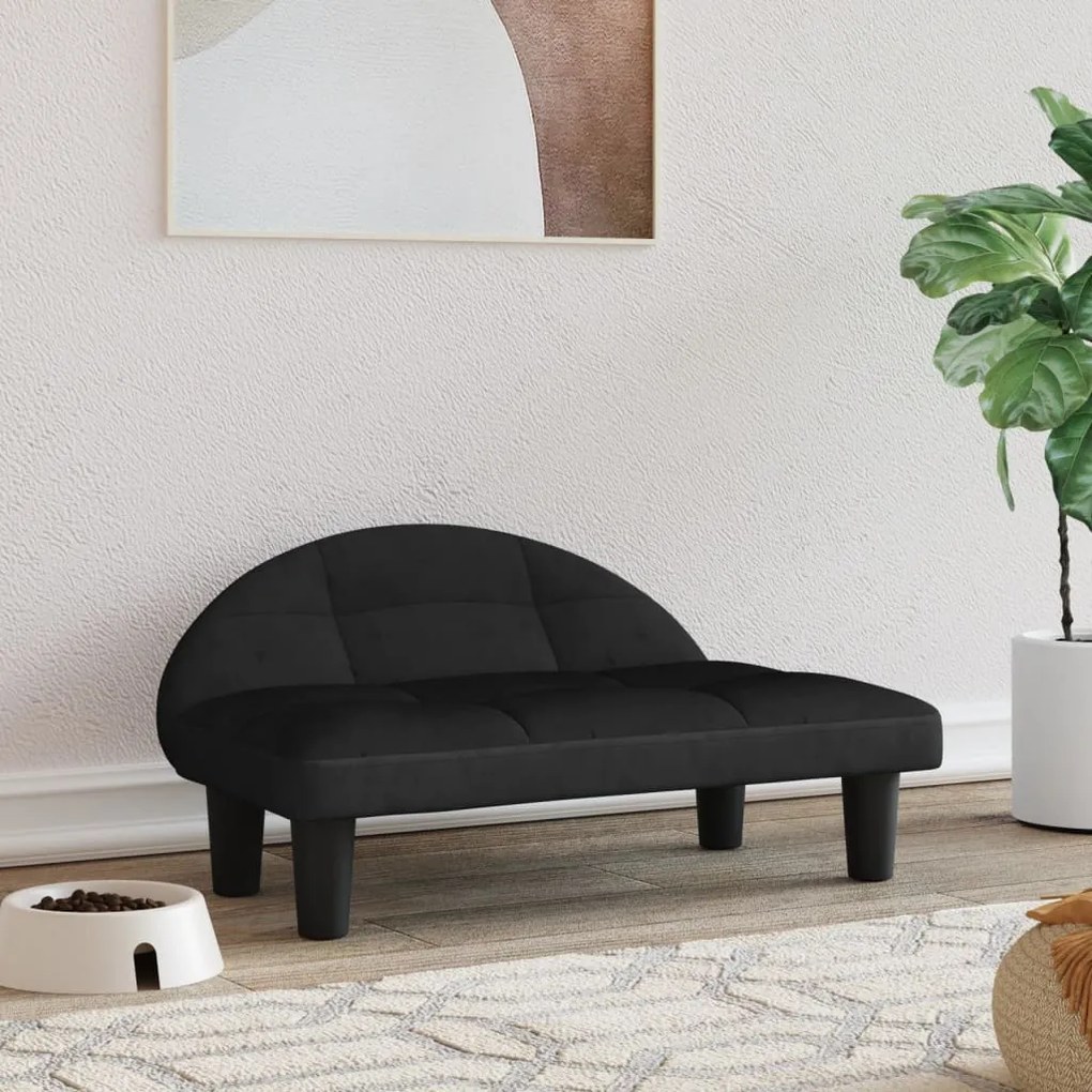 vidaXL Cama para cães 70x52x30 cm veludo preto