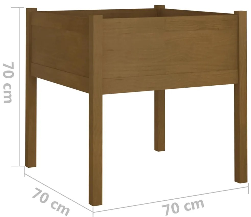 Vaso/floreira de jardim 70x70x70 cm pinho maciço castanho-mel