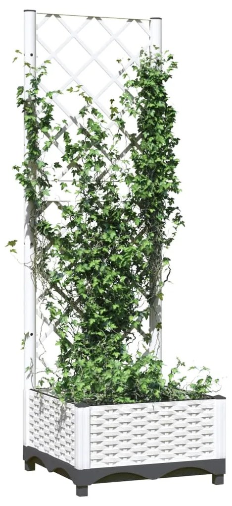 Vaso/floreira de jardim c/ treliça 40x40x121,5 cm PP branco