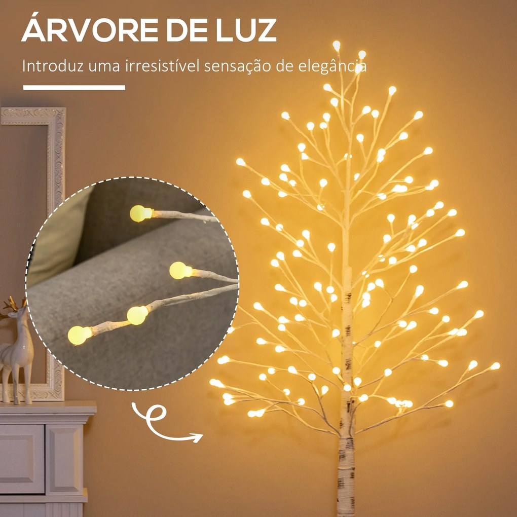 Árvore Sintética Altura 150cm com 120 Luzes LED IP44 Ajustável em 3 Modos Ramos Flexíveis e Base de Candeeiro Árvore de Decoração de Natal para Interi