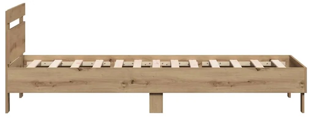 Cama Artisan em Carvalho 90x200 cm, feita de madeira engenheirada.