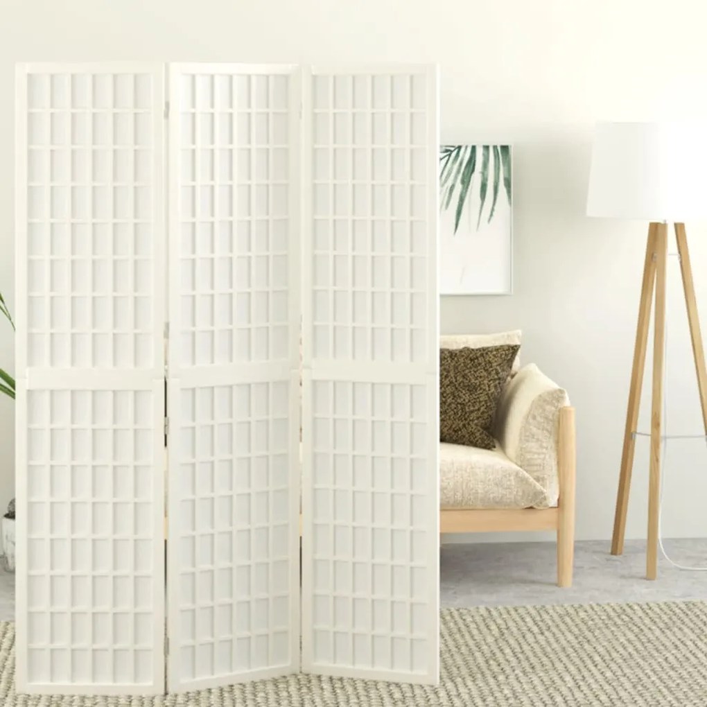 352087 vidaXL Biombo dobrável com 3 painéis estilo japonês 120x170 cm branco