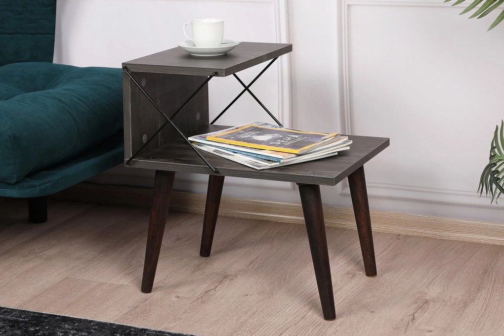 Mesa de Cabeceira Cross – Castanho Escuro – 50x55x40 cm