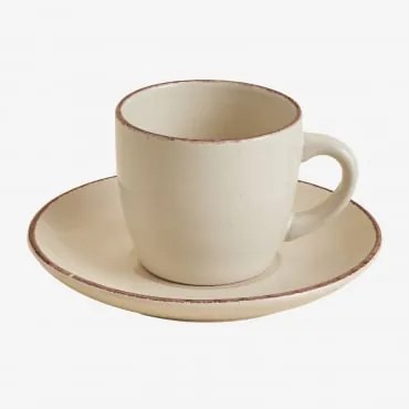 Pacote De 2 Xícaras De Café Em Grés Ronilena Com Pires, 22 Cl Tapioca Bege - Castanho - Sklum