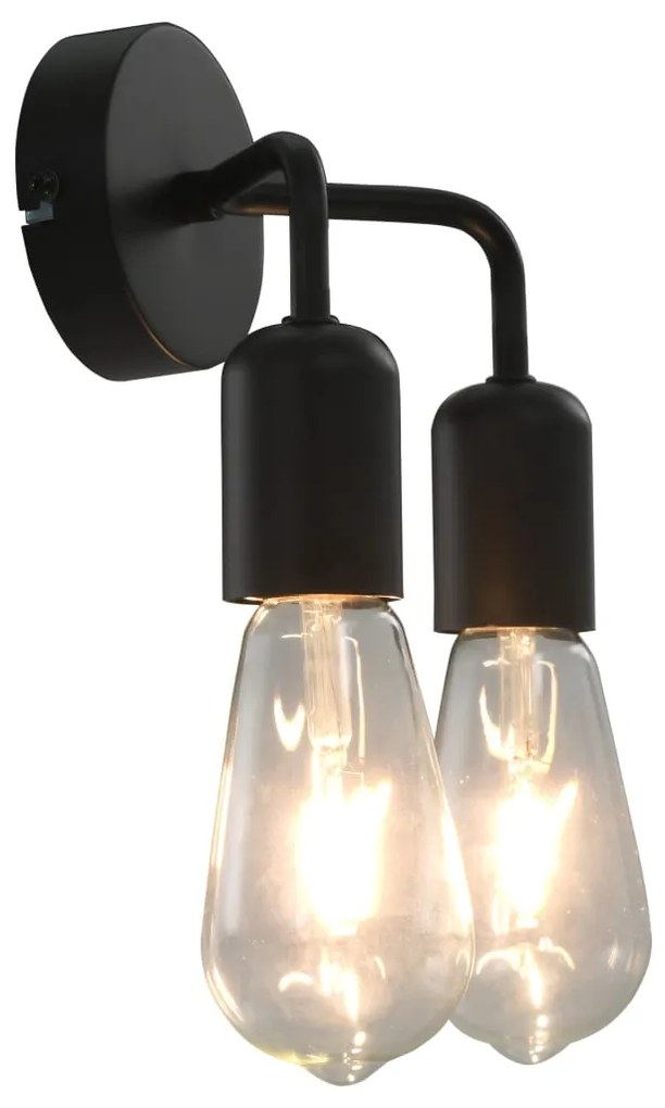 vidaXL Candeeiro de parede lâmpadas de incandescência 2 W preto E27