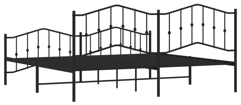 Estrutura de cama com cabeceira e pés 200x200 cm metal preto