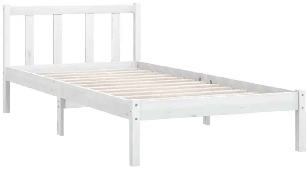 Estrutura de cama 100x200 cm madeira pinho maciço branco