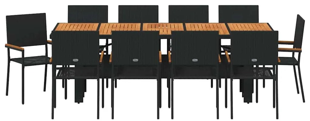Conjunto de Jantar para Jardim 11 pcs Preto 10 Lugares
