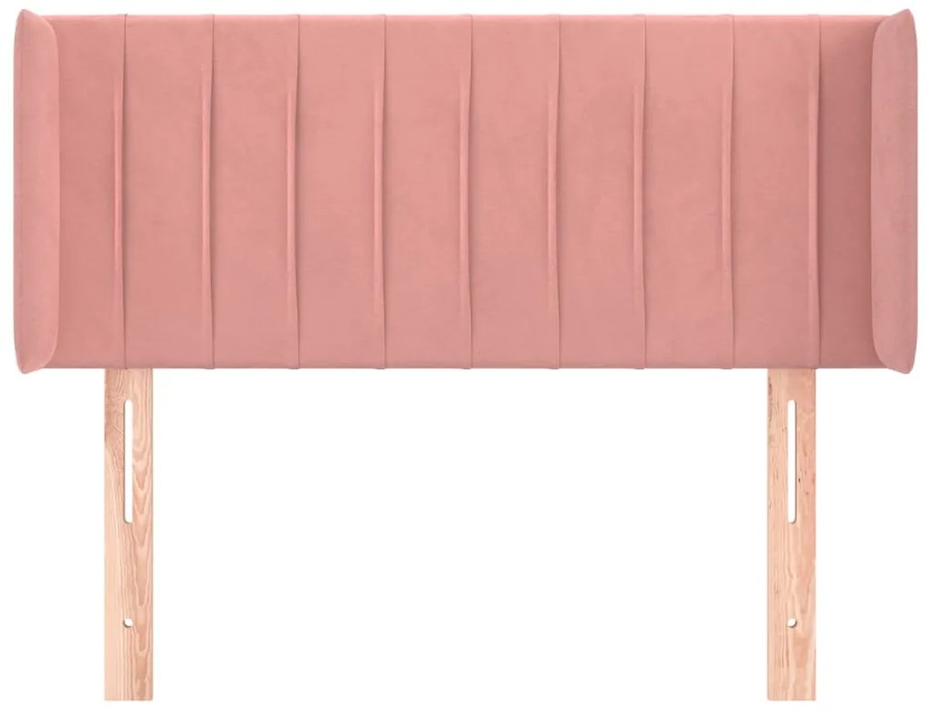 Cabeceira de cama c/ abas veludo 103x16x78/88 cm rosa