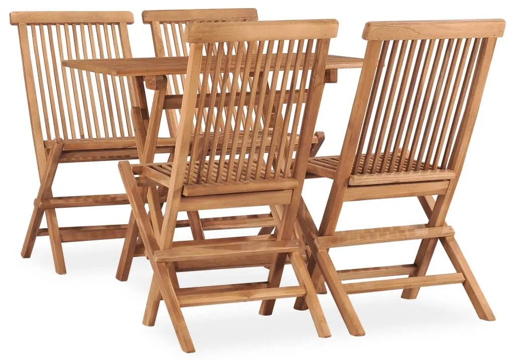 vidaXL 5 pcs conjunto jantar dobrável p/ exterior madeira teca maciça