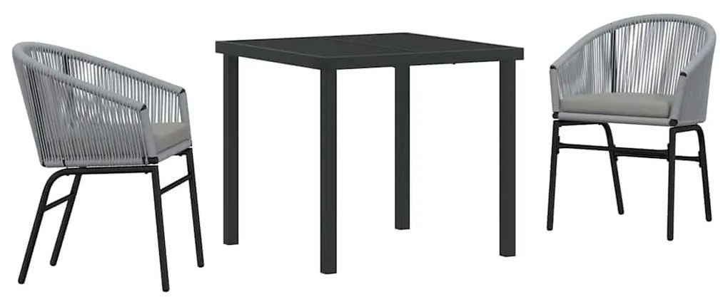 Conjunto de jantar de jardim 3 peças - Polirattan cinza.