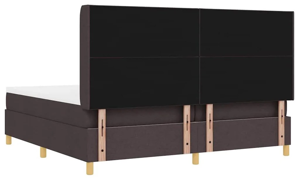 Cama Box com Colchão Marrom, 200x200 cm em Tecido