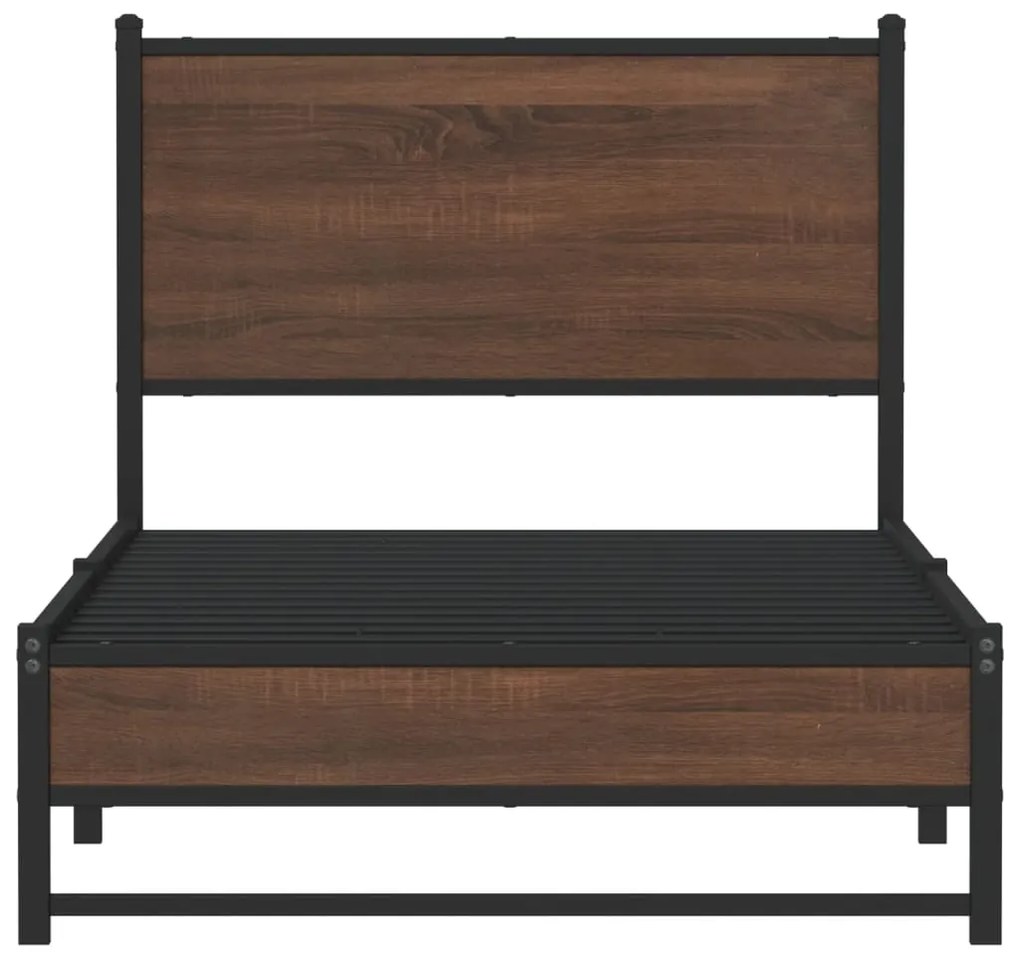 Estrutura de cama sem colchão 90x200 cm metal carvalho castanho