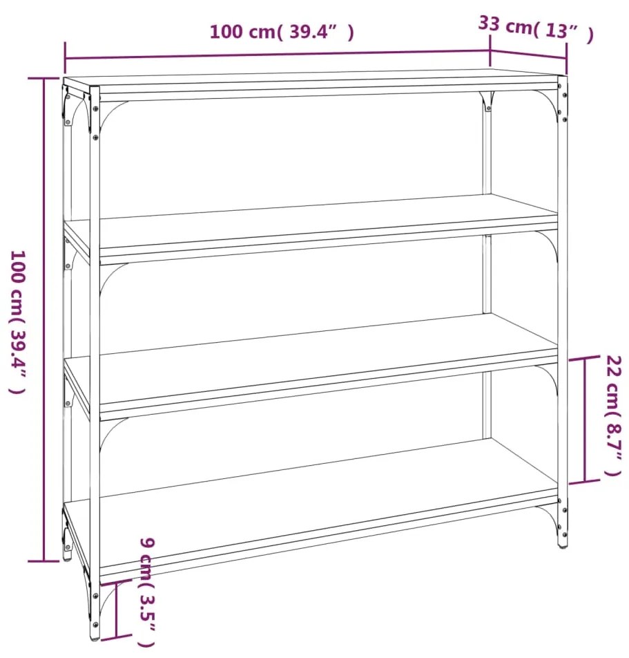 Estante 100x33x100 cm derivados de madeira e aço cinza sonoma