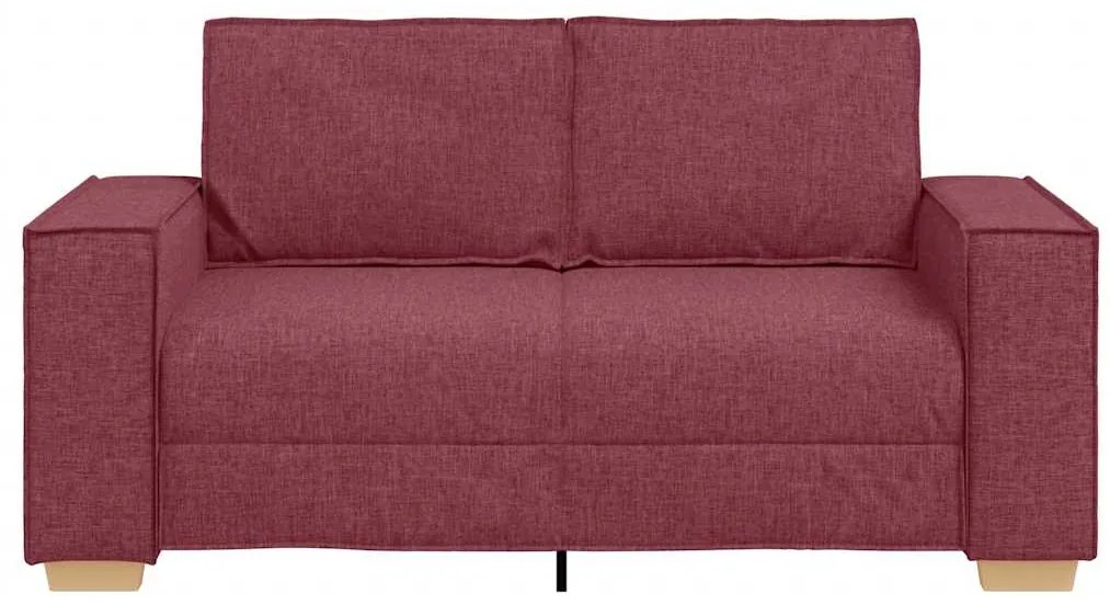 Sofá de 2 lugares, cor vinho, 120 cm, tecido
