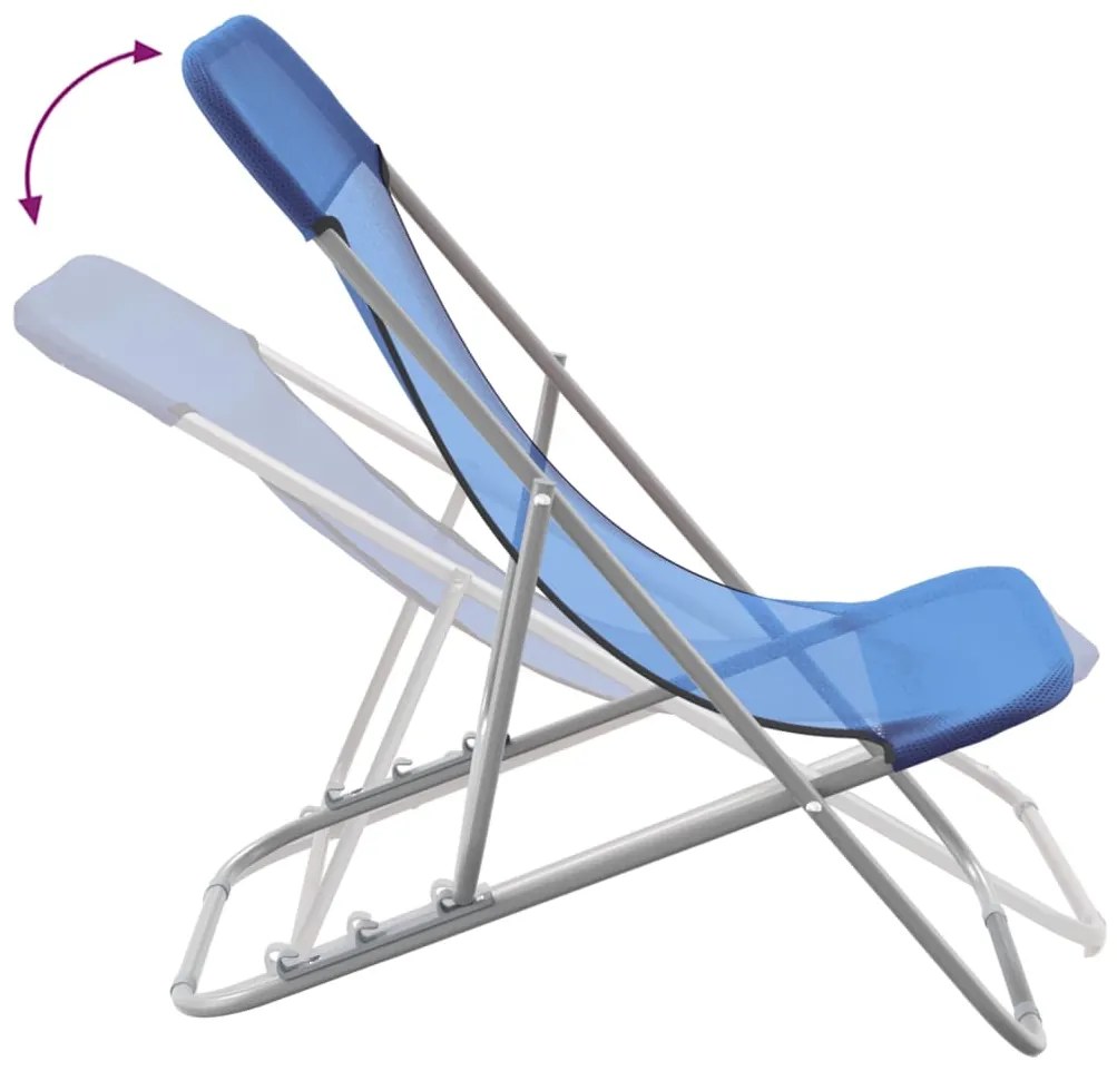 Cadeiras praia dobráveis 2pcs textilene/aço revestido a pó azul