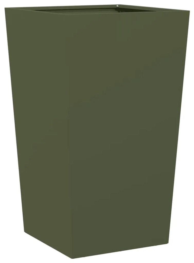 Vaso/floreira de jardim 45x45x75 cm aço verde azeitona