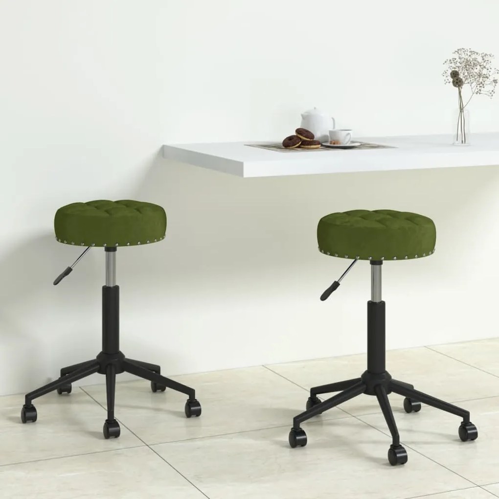 Cadeiras de jantar giratórias 2 pcs veludo verde-claro