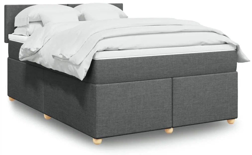 vidaXL Cama com molas/colchão 140x190 cm tecido cinzento-escuro