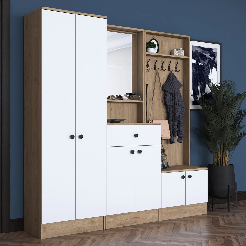 Hall Stand P6 – White/Nogueira – 179,4x182,8x37,5 cm