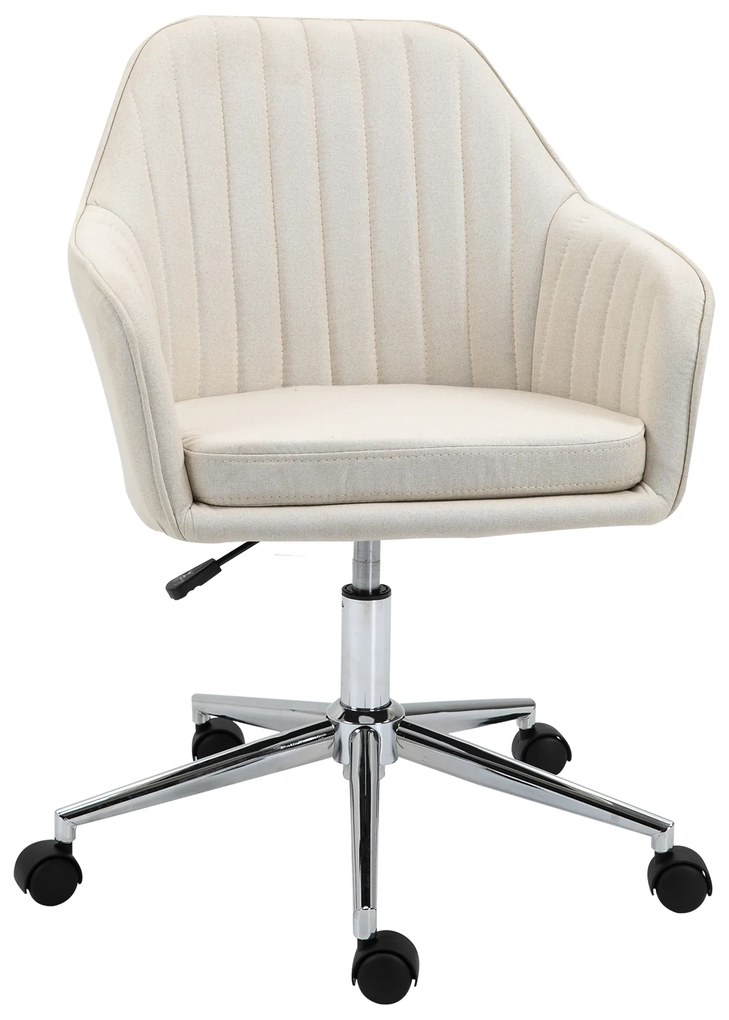 Vinsetto Cadeira de Escritório Cadeira de Secretária com Altura Regulável e Base Giratória para Escritório 61x59x86-96 cm Bege