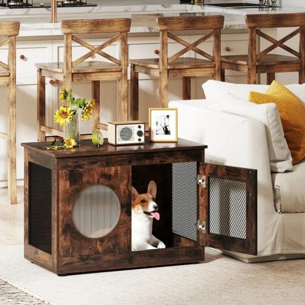 Móvel para caixa de areia para gatos ou jaula caes pequenos 82 x 47 x 60 cm com grades metálicas Porta transparente Café