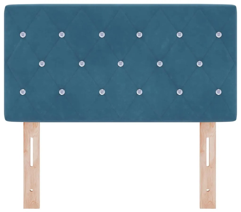 Cabeceira LED com botão de cristal, tufted, azul escuro, 80 cm, veludo